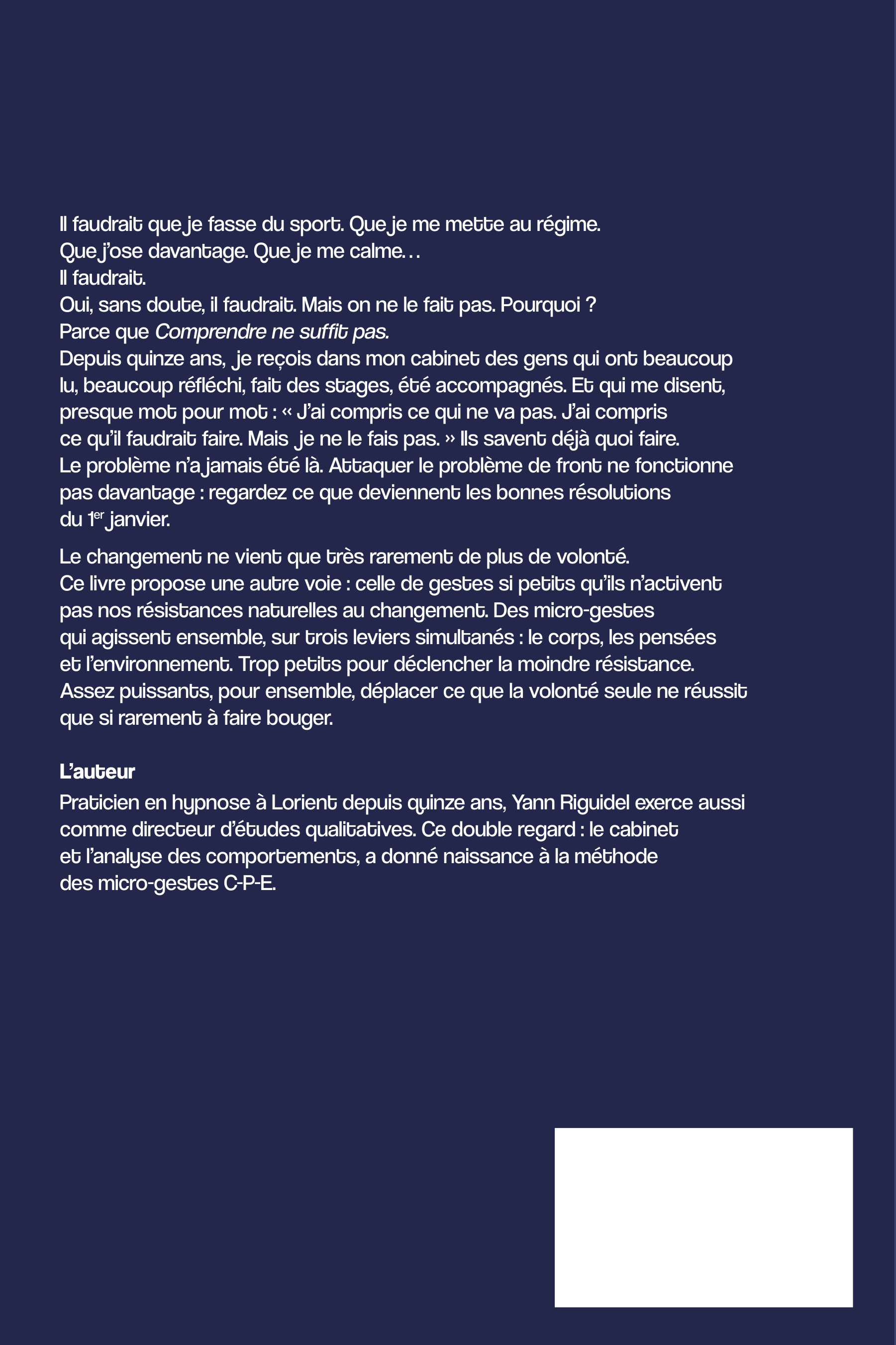 Quatrième de couverture du livre Comprendre ne suffit pas